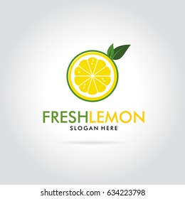 Abstract Lemon With Leaf Isolated On White Background. Modern Logo. Citrus Logo Template Illustration