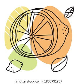 abstract lemon leaves continuous line