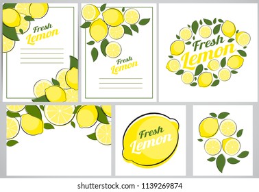 Abstract Lemon Natural Background Colection Set Vector Illustration EPS10