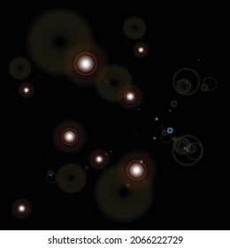 Abstract lens flare light over black background vector design. EPS 10