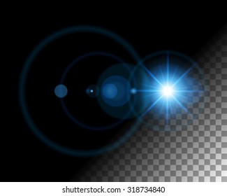 Abstract lens flare  lights on transparent background vector illustration. Easy replace use to any image.