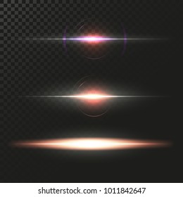 Abstract Lens Flares Set. Glowing stars. Explosion Lights on Transparent Background. Shining borders. Vector EPS 10 Illustration.