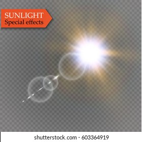 Abstract Lens Gold Front Solar Flare Transparent Special Light Effect Design. Vector Motion Blur Glare Glow.vector Illustration.