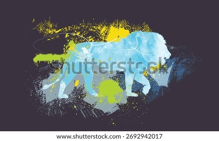 abstract leon blue watercolour texture background , leon drawing watercolour, leon animal painting, oil painting, acrylic painting.eps19