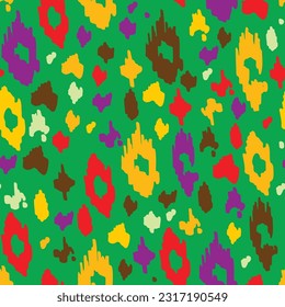 Abstract leopard colorful pattern, animal multicolor seamless design