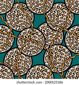 Abstract leopard pattern on a green background. EPS10 Illustration.