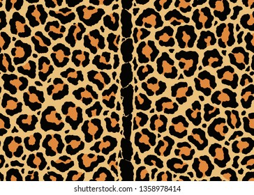 Abstract Leopard pattern print with mid vertical spine design. Seamless Leopard pattern design, vector illustration background. Fur animal skin design illustration for web, fashion, textile, print, an