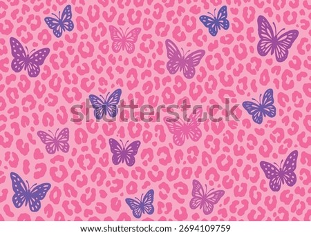Abstract leopard skin butterfly pattern design. Animal print vector illustration background. Wildlife fur skin design illustration for web, home decor, fashion, surface, graphic design
