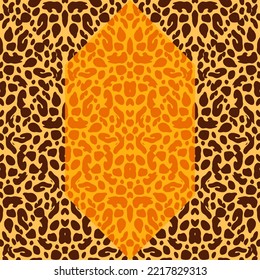 Resumen de mosaico de piel de leopardo diseño sin fisuras. Fondo interminable de piel geométrica animal. Papel pintado de piel de chita vintage. Para tela, impresión textil, superficie, envoltura, cubierta. Ilustración del vector