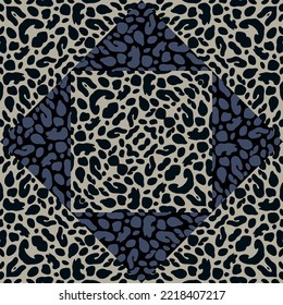 Abstract leopard skin mosaic seamless pattern design. Geometric animal skin endless background. Vintage cheetah fur wallpaper. For fabric, textile print, surface, wrapping, cover. Vector illustration