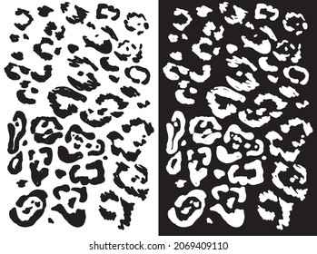 Abstract leopard skin pattern. Jaguar, leopard, cheetah, Panther. Black and white texture set irregular lines with spots inside abstract vector
