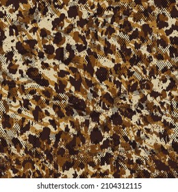 Abstract leopard skin with screen dots wallpaper grunge camouflage vector seamless pattern