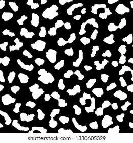 Abstract leopard skin seamless pattern texture repeat. Monochrome black and white backdrop. Wild african cats repeat illustration. Abstract animal fur wallpaper. Concept trendy fabric design