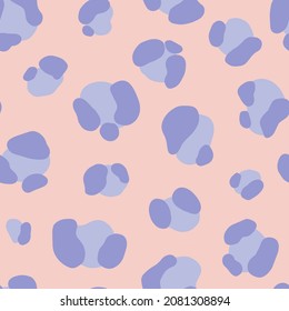Abstract Leopard Skin Seamless Pattern. Hand Drawn vector illustration in Doodle Style. Modern trend design background in Lavender and Pink tone.
