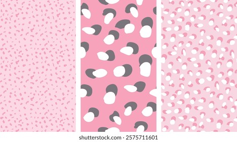 Abstract Leopard Skin Seamless Vector Patterns. Pink and its shades  backgrounds. Abstract Wild Animal Skin Print. 
