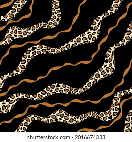 Abstract leopard skin with wavy pattern. Vector Illustration.