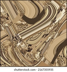 Abstrakter Leopard, Zebra strukturierte geometrische Streifen Schal-Muster. Tierdesign. Tierabdruck. exotische afrikanische Safari. bunt gewellte Hautmode.
