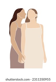 Resumen de ilustraciones de parejas de lesbianas. Ilustración vectorial.