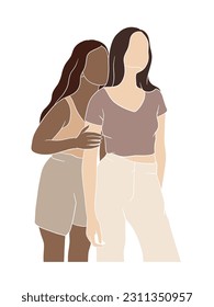 Abstract lesbian couple illustrations. Vector illustration.