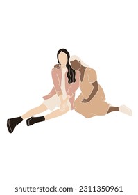 Abstract lesbian couple illustrations. Vector illustration.