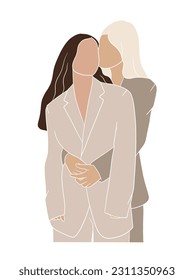 Abstract lesbian couple illustrations. Vector illustration.
