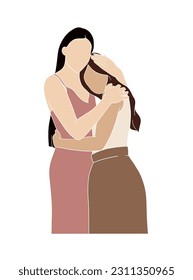 Abstract lesbian couple illustrations. Vector illustration.
