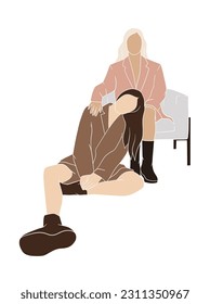Abstract lesbian couple illustrations. Vector illustration.