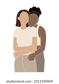 Abstract lesbian couple illustrations. Vector illustration.