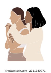 Abstract lesbian couple illustrations. Vector illustration.