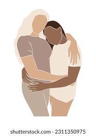 Abstract lesbian couple illustrations. Vector illustration.