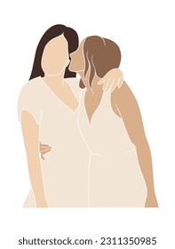 Resumen de ilustraciones de parejas de lesbianas. Ilustración vectorial.