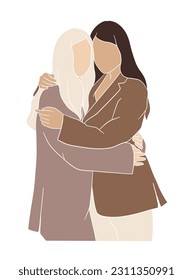 Abstract lesbian couple illustrations. Vector illustration.