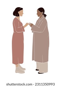 Resumen de ilustraciones de parejas de lesbianas. Ilustración vectorial.
