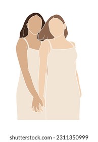 Abstract lesbian couple illustrations. Vector illustration.