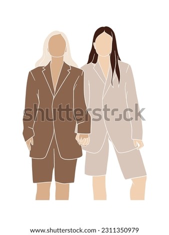 Abstract lesbian couple illustrations. Vector illustration.