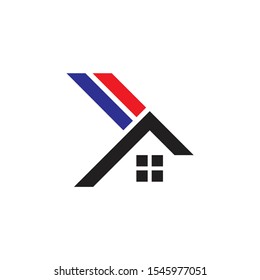 abstract leter t home shape geometric line logo vector