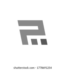 abstract letter 2p symbol geometric simple logo vector