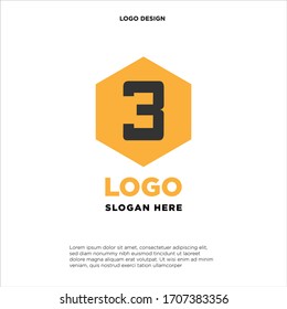 Plantilla de diseño del logotipo de la letra abstracta 3. Signo hexágono creativo colorido. Icono de vector universal.
