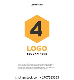 Abstrakter Brief 4 Logo Design Vorlage. Farbiges kreatives Hexagon-Zeichen. Universelles Vektorillustration Symbol.