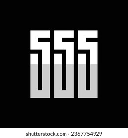 Abstract letter 555 logo template, number 555 or triple five logo monogram, white on black background
