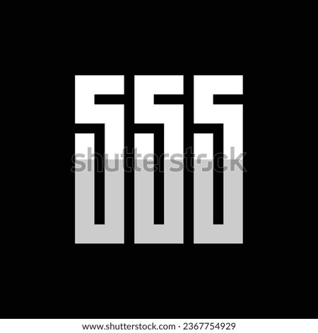 Abstract letter 555 logo template, number 555 or triple five logo monogram, white on black background
