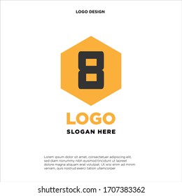 Abstrakter Buchstabe 8 Logo-Designvorlage. Farbiges kreatives Hexagon-Zeichen. Universelles Vektorillustration Symbol.