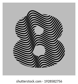 Resumen del diseño del logotipo de la letra 8. Símbolo creativo de línea