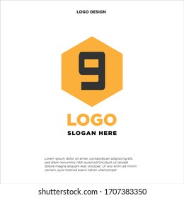 Abstract letter 9 logo design template. Colorful creative hexagon sign. Universal vector icon.