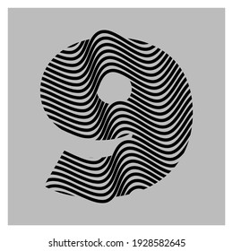 Abstract letter 9 logo design. Line creative symbol