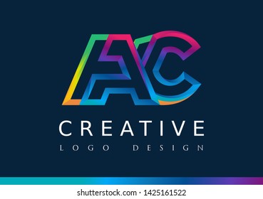 Abstract Letter A, AC Design illustration vector template. Gradient style.