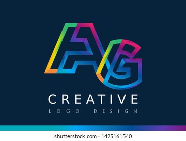 Abstract Letter A, AG Design illustration vector template. Gradient style.