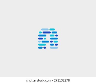 Abstract letter "A" logo design template.  Dynamic, code vector unusual font. Universal fast moving dots, atoms, blocks, color symbol. 