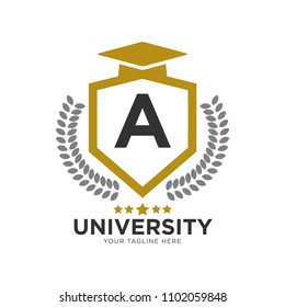 Abstract letter "A" university logo design