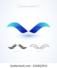 Abstract letter A, V, W, M vector logo template. Creative app icon, company sign in flat, 3d, line styles. Twisted origami